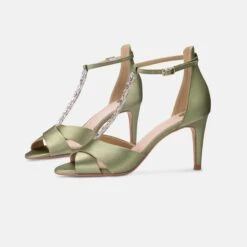 Perfect Bridal Ali Shoe – Olive Satin -Bridal Supply Store Ali Olive Pair 1 scaled 1