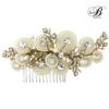 Amelia Luxe Pearl Hair Comb – Gold -Bridal Supply Store Amelia gold pearl swirl wedding comb 1