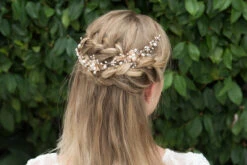 Ivory & Co April Rose Gold Crystal And Pearl Hairvine -Bridal Supply Store April model 11