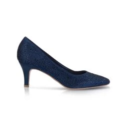 Perfect Bridal Calypso Shoes – Crystal Encrusted Navy Satin