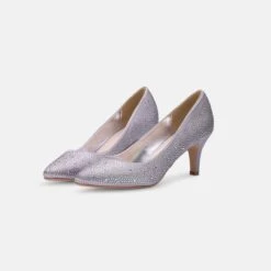 Perfect Bridal Calypso Shoes – Crystal Encrusted Silver Satin -Bridal Supply Store Calypso Silver Pair 1 scaled 1