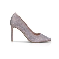 Perfect Bridal Electra Shoes – Crystal Encrusted Taupe Satin