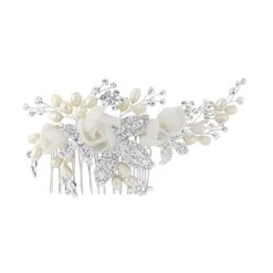 Freya Fabric Rose Wedding Comb
