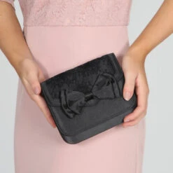 Perfect Bridal Pepper Bridal Bag – Black Satin/Lace -Bridal Supply Store IMG 2092