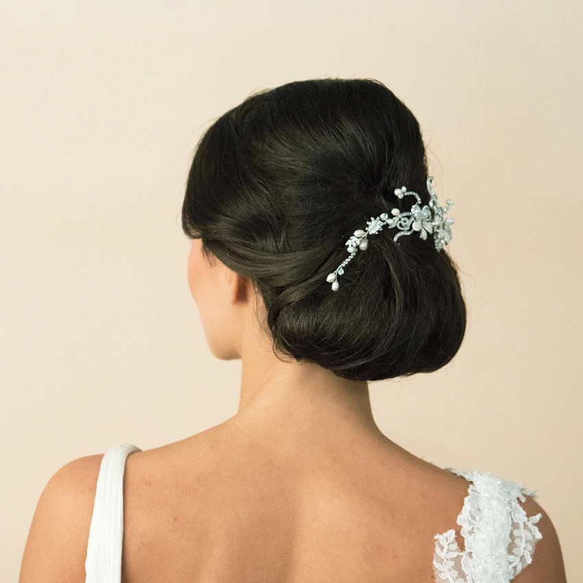 Ivory And Co Silver Scroll Pearl Bridal Comb 6 Ivory And Co Silver Scroll Pearl Bridal Comb - Image 4