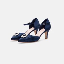 Perfect Bridal Kitty Shoes – Navy Satin -Bridal Supply Store Kitty Navy Pair 1 scaled 1