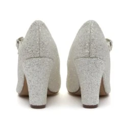 Rainbow Club Madeline Mary Jane Shoes – Snow Glitter -Bridal Supply Store Madeline Ivory Snow Glitter Back scaled 1
