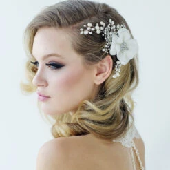 Sass B Miriam Crystal Flower Headpiece -Bridal Supply Store Miriam fabric bridal hair flower3