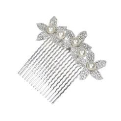 Pearl And Crystal Flower Bridal Comb