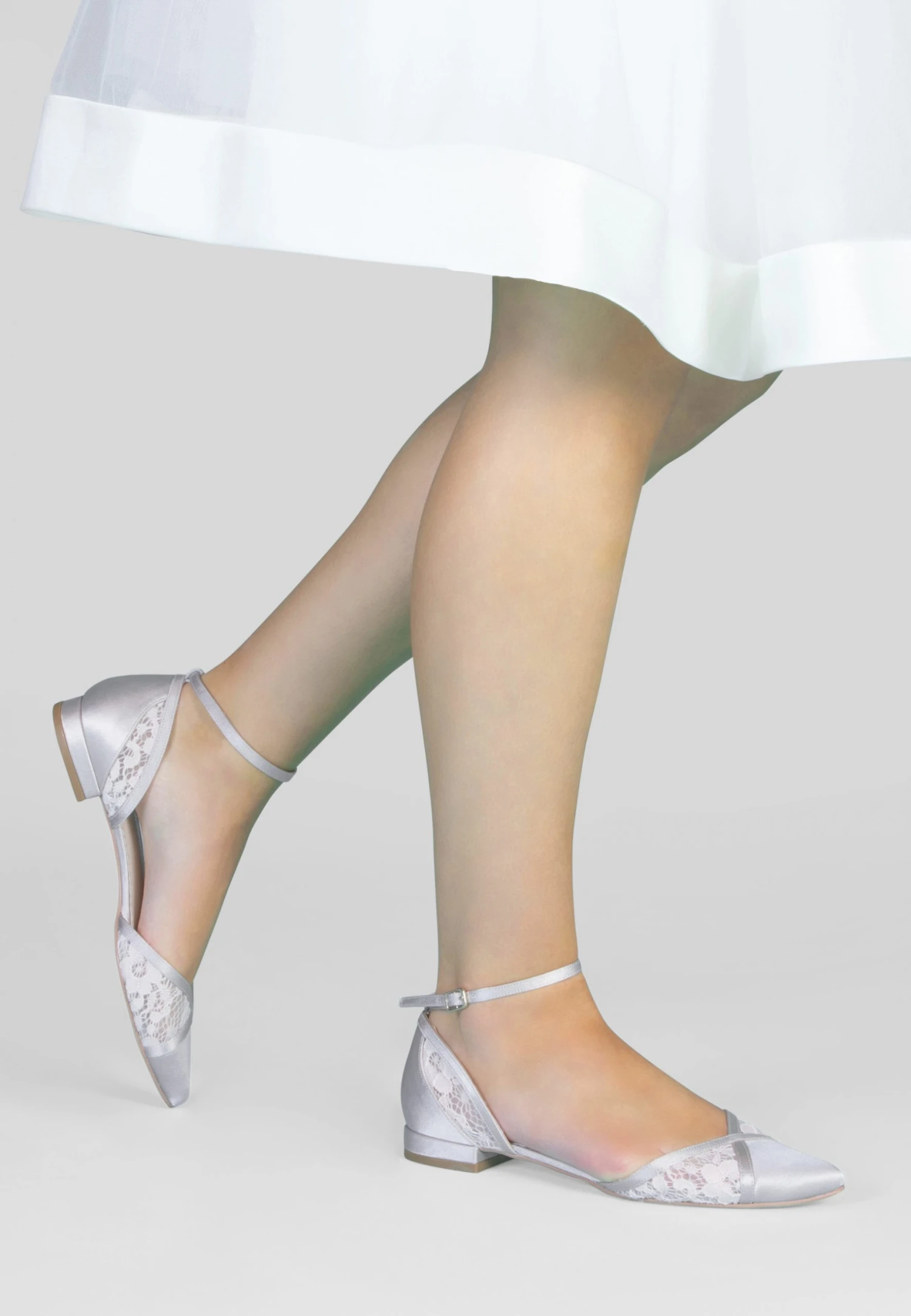 Perfect Bridal Penny Shoes – Taupe Satin/Lace 4 Perfect Bridal Penny Shoes – Taupe Satin/Lace - Image 2