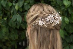 Ivory & Co Siren Rose Gold Crystal Floral Hair Vine -Bridal Supply Store Siren model 10