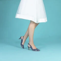 Perfect Bridal Vera Shoes – Navy Satin/Lace -Bridal Supply Store Vera Navy 292A2287