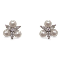 Ivory And Co Waterlily Cubic Zirconia And Pearl Earrings