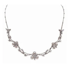 Ivory And Co Waterlily Cubic Zirconia And Pearl Necklace