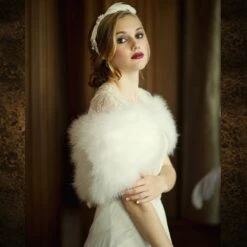 Bridal Marabou Shrug * -Bridal Supply Store bridal marabou ivory vintage shrug2 1