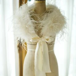 Bridal Ostrich Feather Shrug -Bridal Supply Store bridal vintage ostrich feather shrug2 1