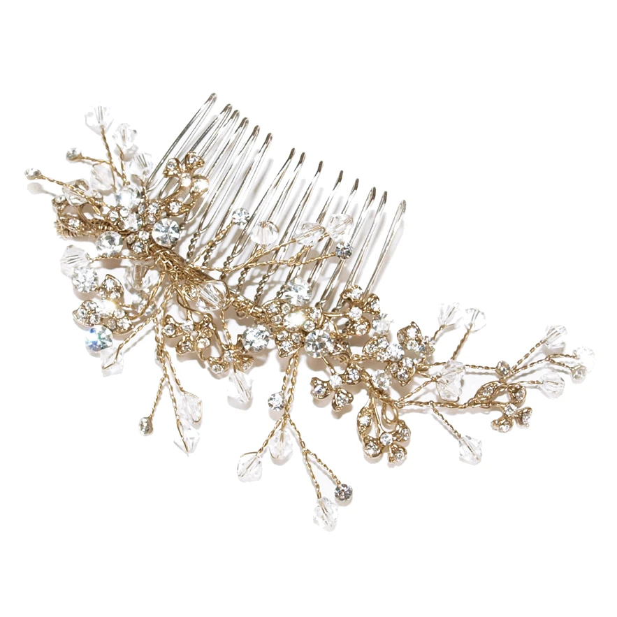 Ivory And Co Medium Gold Crystal Comb 3 Ivory And Co Medium Gold Crystal Comb