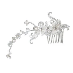 Ivory And Co Silver Scroll Pearl Bridal Comb