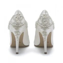 Rainbow Club Willow – Ivory Satin Embellished Heel Court Shoes -Bridal Supply Store rainbow club willow ivory satin embellished heel court shoes heels 1400x1400 1