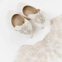 Rainbow Club Willow – Ivory Satin Embellished Heel Court Shoes -Bridal Supply Store rainbow club willow ivory satin embellished heel court shoes lifestyle 5 1400x1400 1