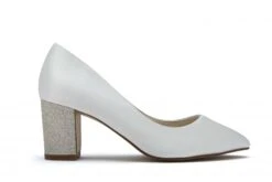 Rainbow Club Bambi – Ivory Satin & Shimmer Heel Court Shoe