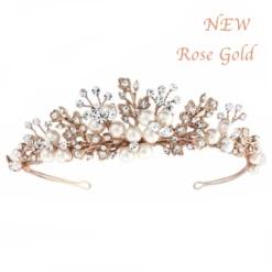 Sass B Tess Luxe Pearl Tiara – Rose Gold