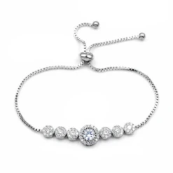Athena Collection – Glitzy Glam Bracelet – Silver – Adjustable *
