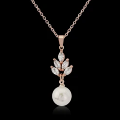 CZ Collection Vintage Pearl Drop Necklace – Rose Gold -Bridal Supply Store rsz 086b6aee47e6495680337d6520fdf95d
