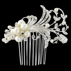 Sass B Vera Pearl Hair Comb Ivory/ Silver -Bridal Supply Store rsz 0 400 3365 3 6 1