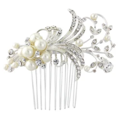 Sass B Vera Pearl Hair Comb Ivory/ Silver