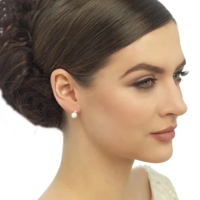 CZ Collection Dainty Pearl Earrings 4 CZ Collection Dainty Pearl Earrings - Image 2