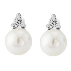 CZ Collection Dainty Pearl Earrings