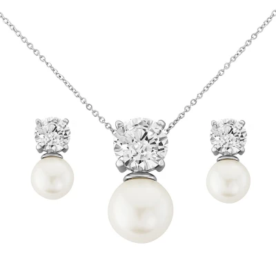 CZ Collection Elegance Pearl Necklace Set 3 CZ Collection Elegance Pearl Necklace Set