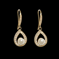 CZ Precious Pearl Earrings – Gold -Bridal Supply Store rsz 0 400 3918 2