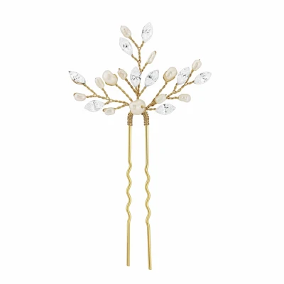 Elodie Pearl Spray Bridal Pin β Gold 3 Elodie Pearl Spray Bridal Pin β Gold