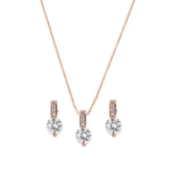 CZ Collection Classic Crystal Necklace Set – Rose Gold