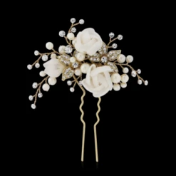 Freya Fabric Rose Bridal Pin – Gold -Bridal Supply Store rsz 0 400 4057 2 3 1