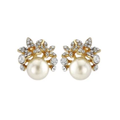 Athena Chic Faux Pearl Earrings – Gold