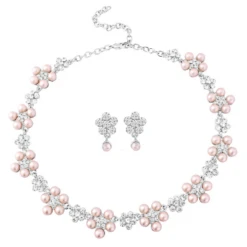 Elite Collection Chic Pearl Necklace Set – Powder Pink