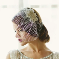 Sass B Couture Birdcage Veil – Silver / Ivory -Bridal Supply Store rsz 0 800 3451 1