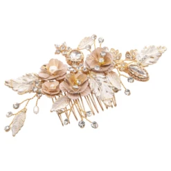 Athena Collection – Glitzy Pink Blush Haircomb – Gold