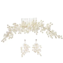 Athena Collection – Luxe Divine Hair Comb & Earring Set – Silver *