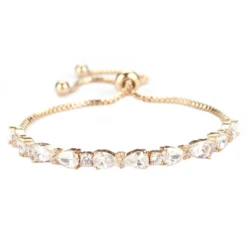 Athena Chic CZ Bracelet – Gold -Adjustable (CZBRA21) *