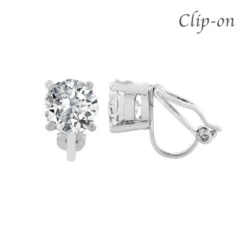 CZ Collection 8mm Solitaire Clip On Earrings – Silver