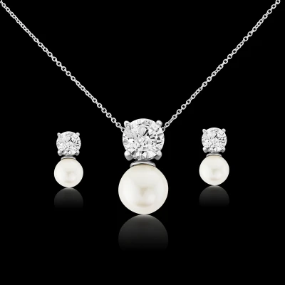 CZ Collection Elegance Pearl Necklace Set 4 CZ Collection Elegance Pearl Necklace Set - Image 2