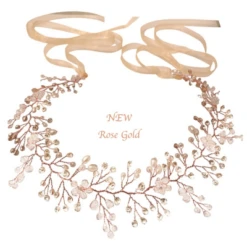 Athena Crystal Shimmer Hair Vine Rose Gold