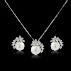 CZ Collection Chic Pearl Necklace Set – Silver -Bridal Supply Store rsz 579e8438944f4e6e8afae761ede4ef09