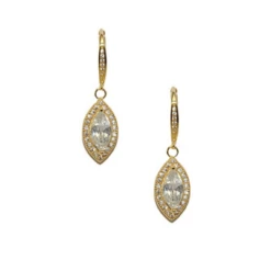 CZ Collection Dainty Crystal Drop Earrings – Gold