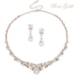 Athena Collection – Crystal Enchantment Necklace Set – Rose Gold