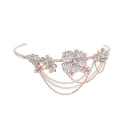 Athena Elite Collection Bejewelled Statement Piece Brow Band – Rose Gold
